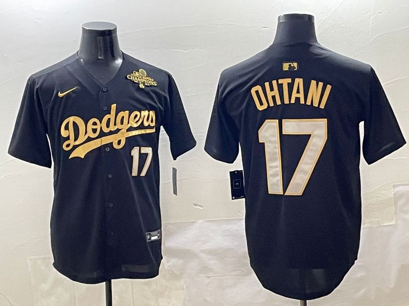 Men Los Angeles Dodgers 17 Ohtani Black Gold Nike 2025 MLB Jersey style 4248